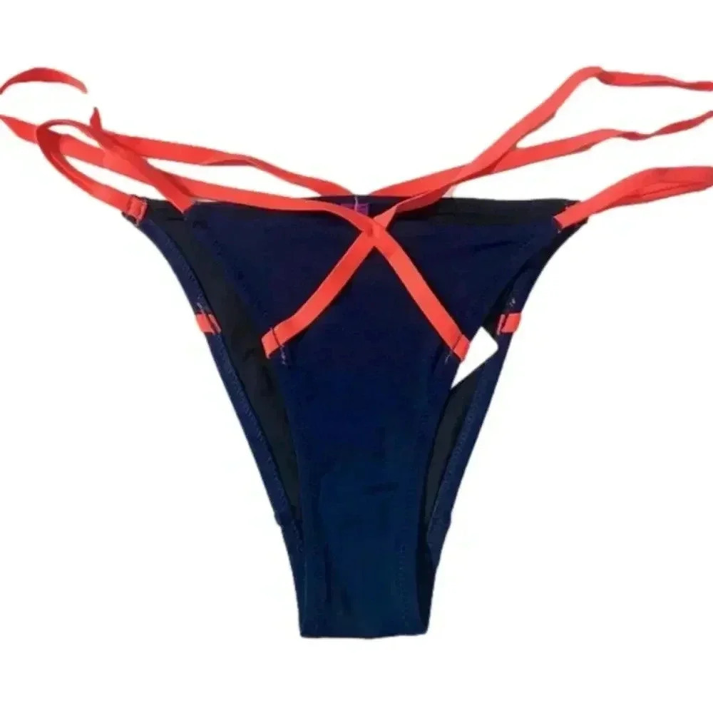 NWT Agent Provocateur L’agent navy blue orange strappy bikini bottoms sexy beach